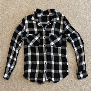 Sanctuary Black and White Button Down Flannel Shirt
